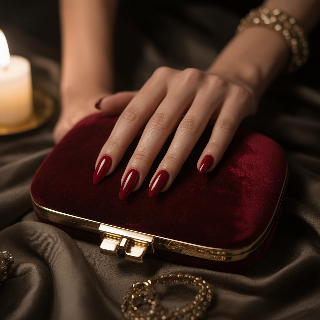 dark red nails