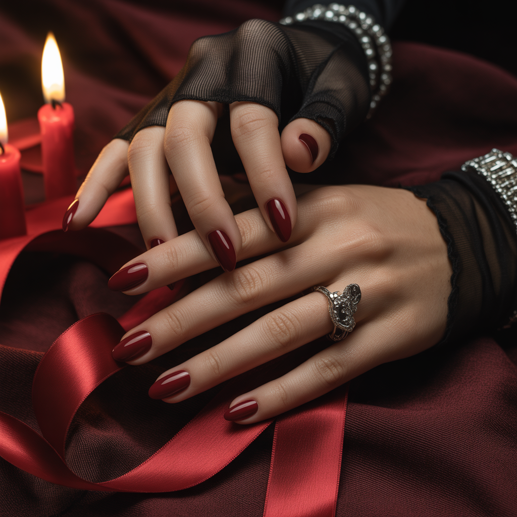 dark red nails