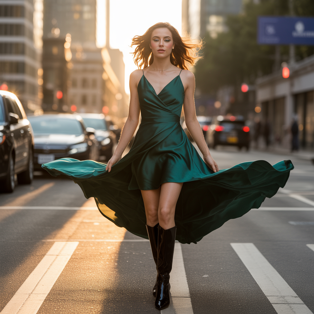 dress and boots outfit