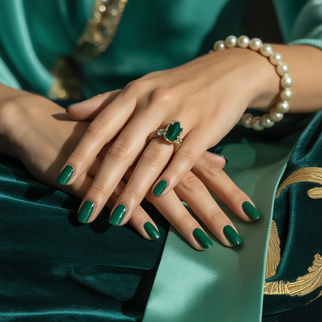 emerald green nails