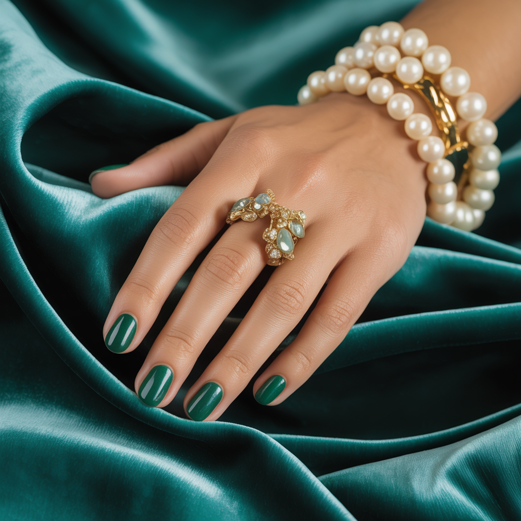 emerald green nails