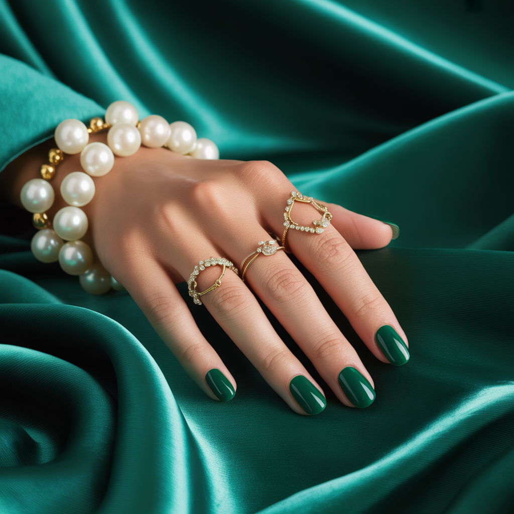 emerald green nails