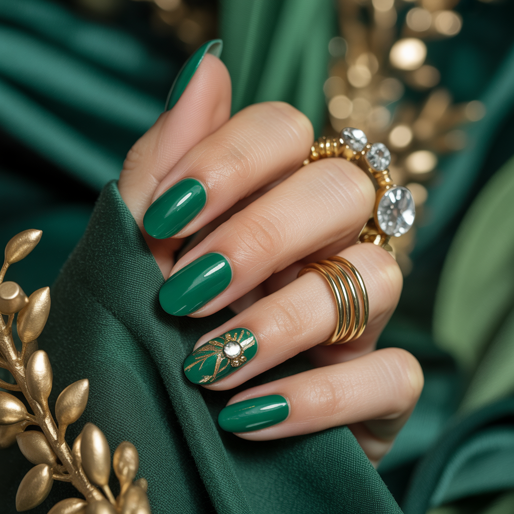 emerald green nails