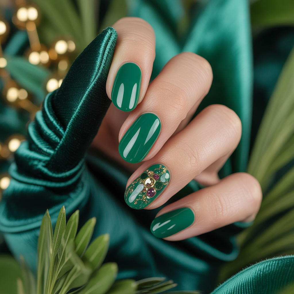 emerald green nails
