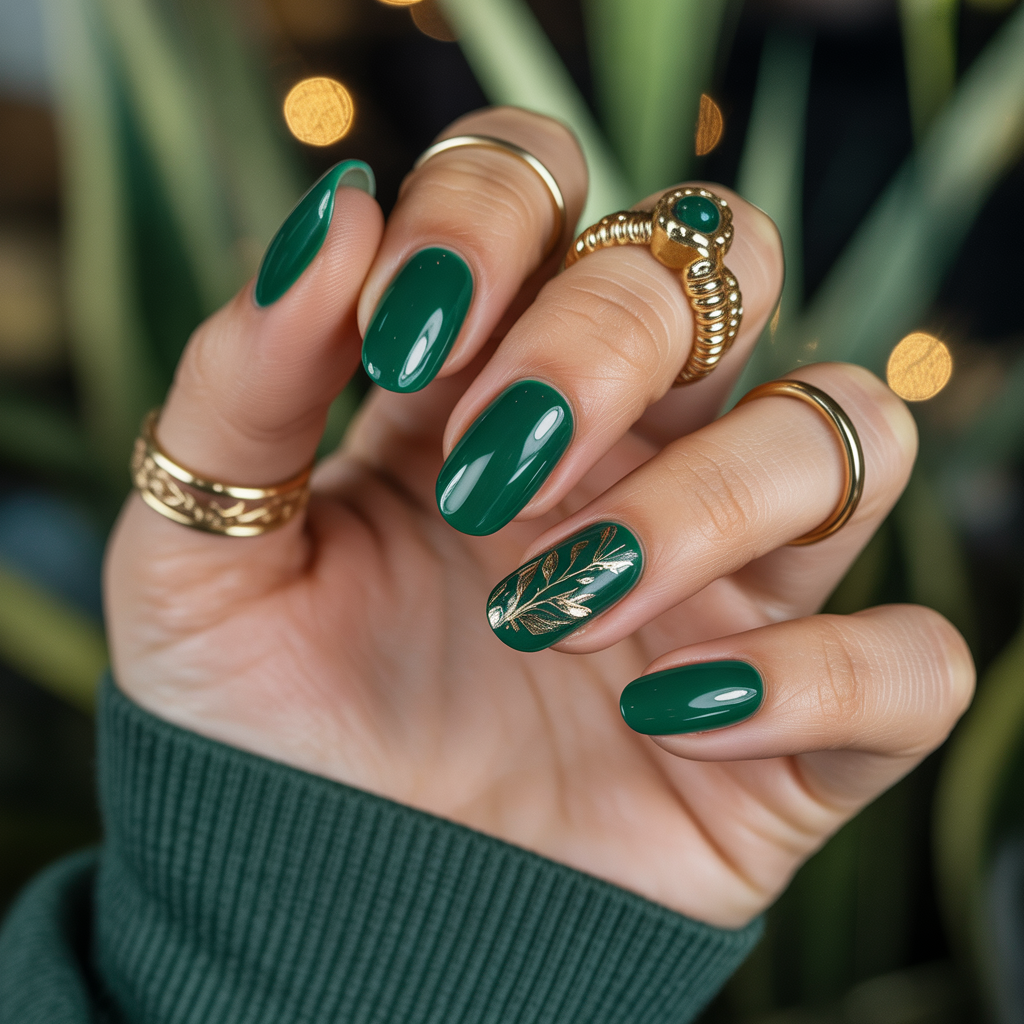emerald green nails