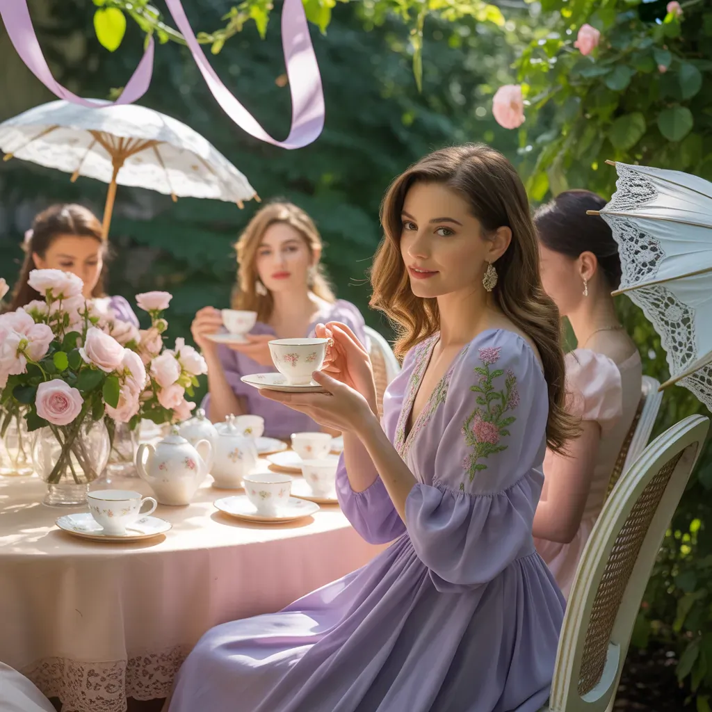 floral dresses tea party