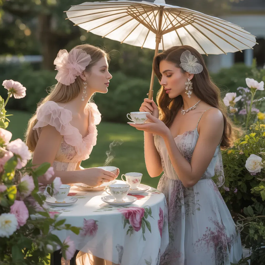 floral dresses tea party