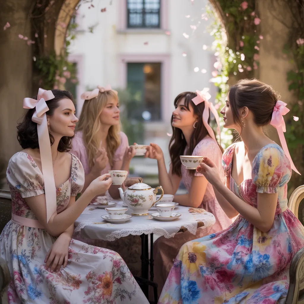 floral dresses tea party