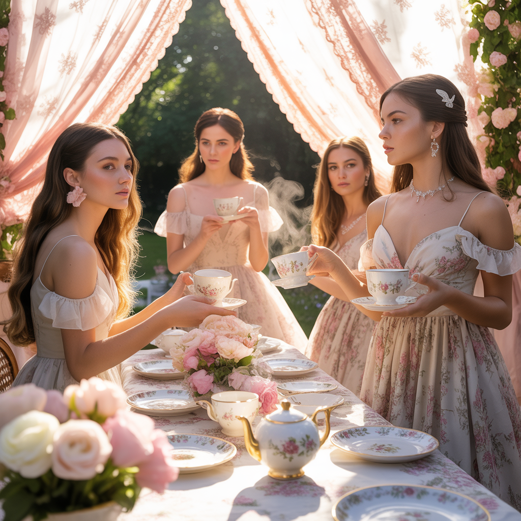 floral dresses tea party