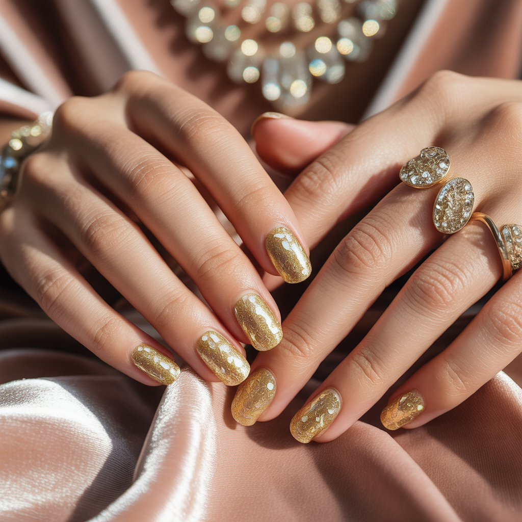 gold glitter nails