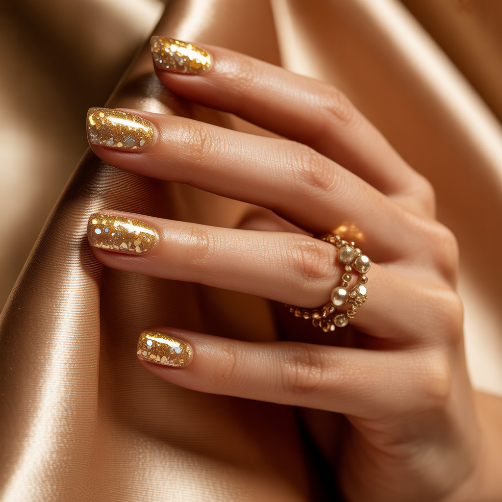 gold glitter nails