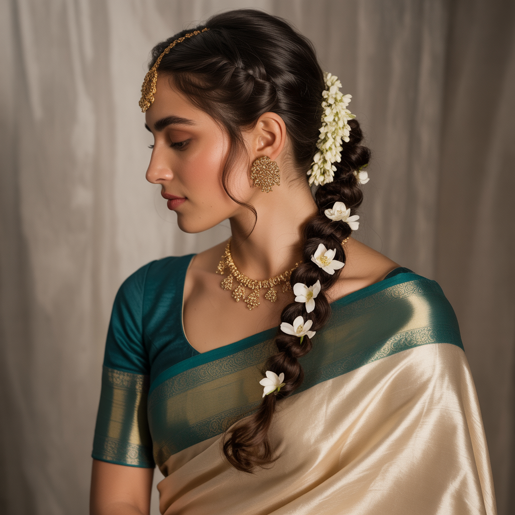 hairstyle for saree