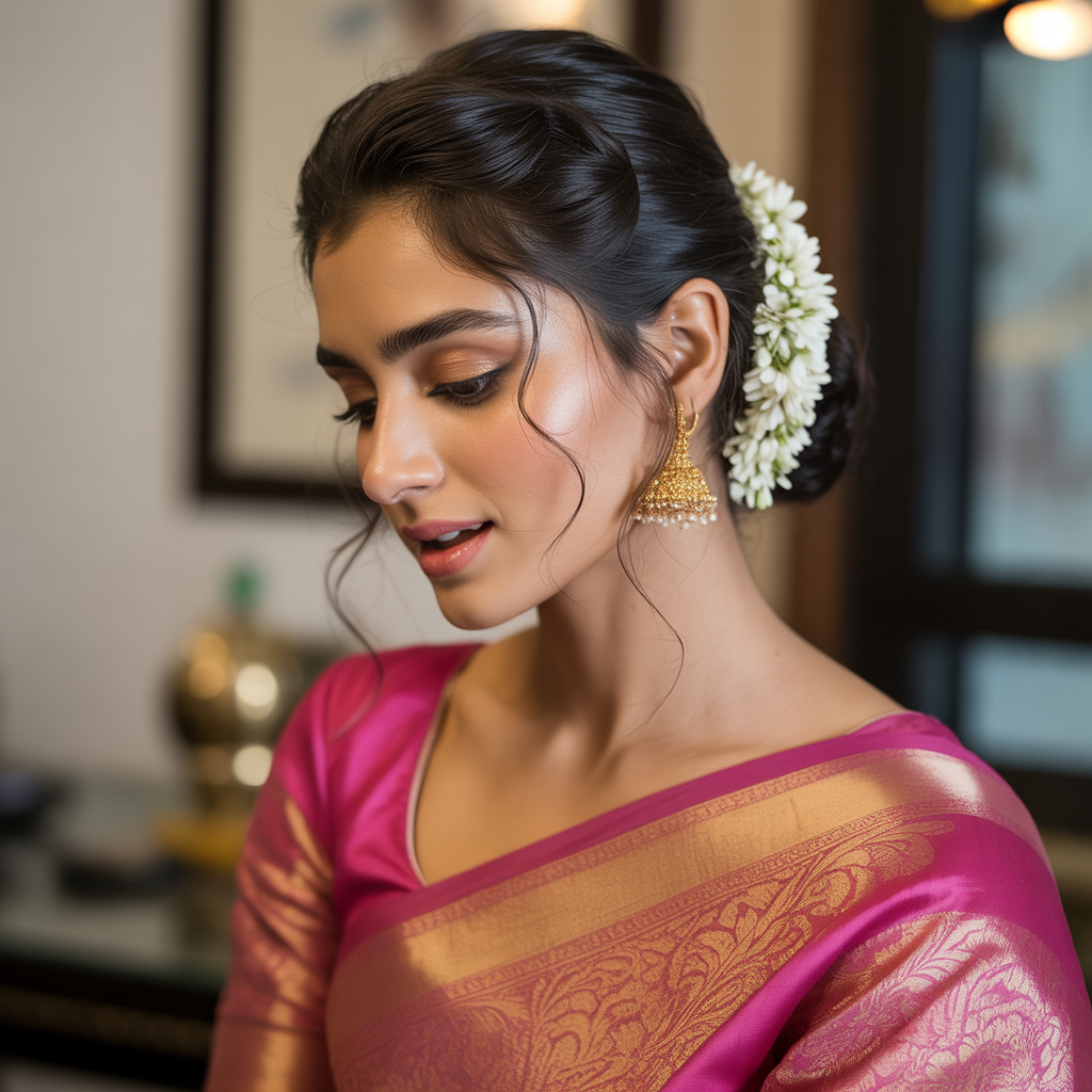 hairstyle for saree