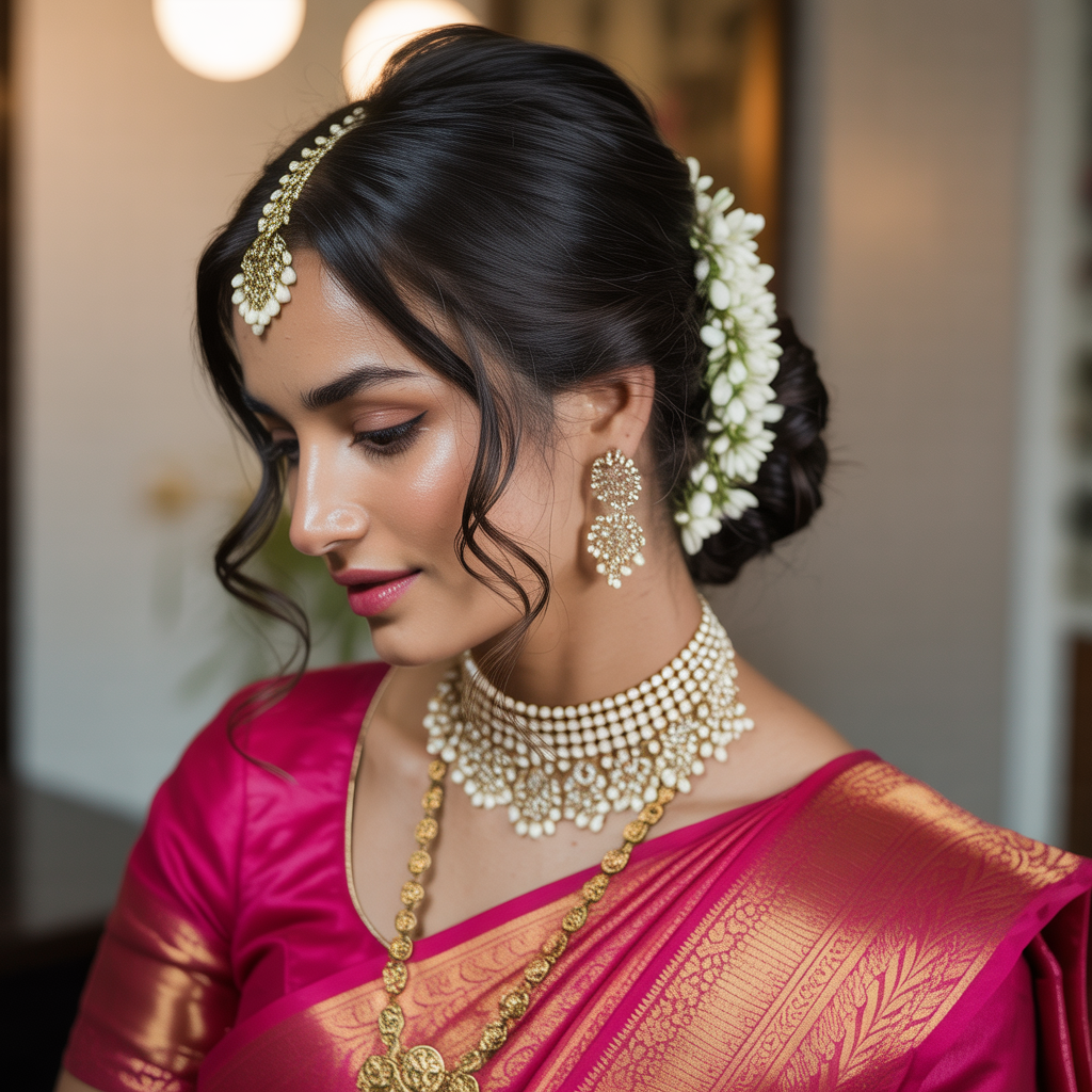 hairstyle for saree