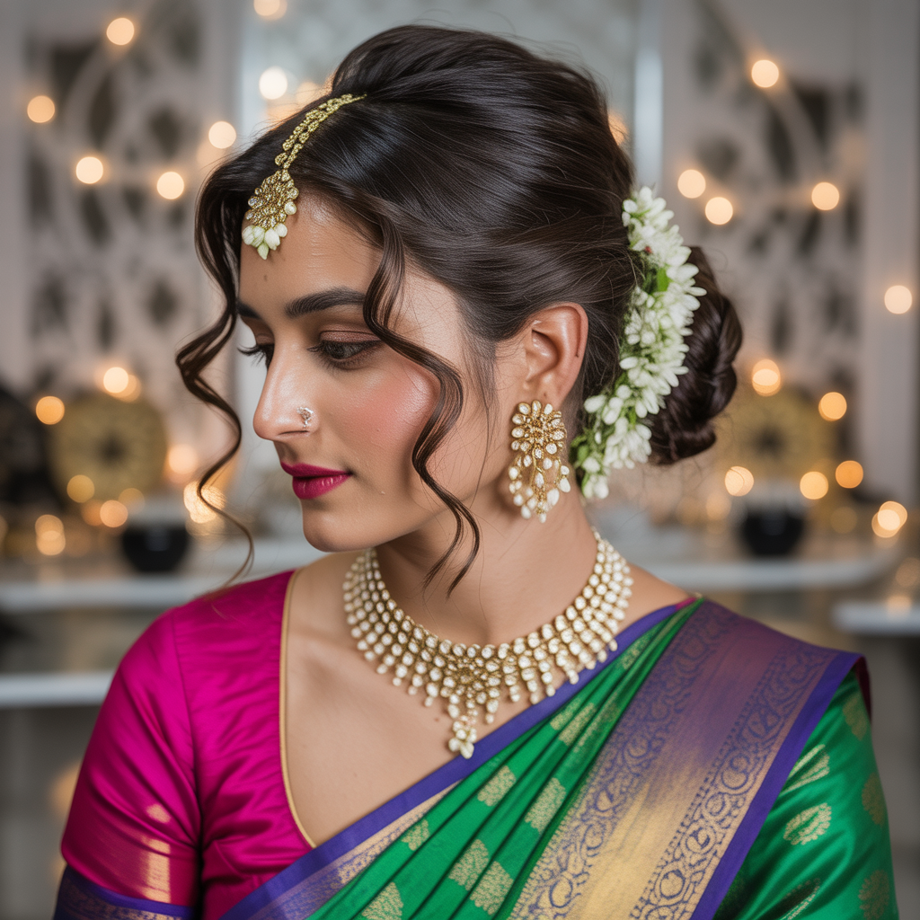 hairstyle for saree