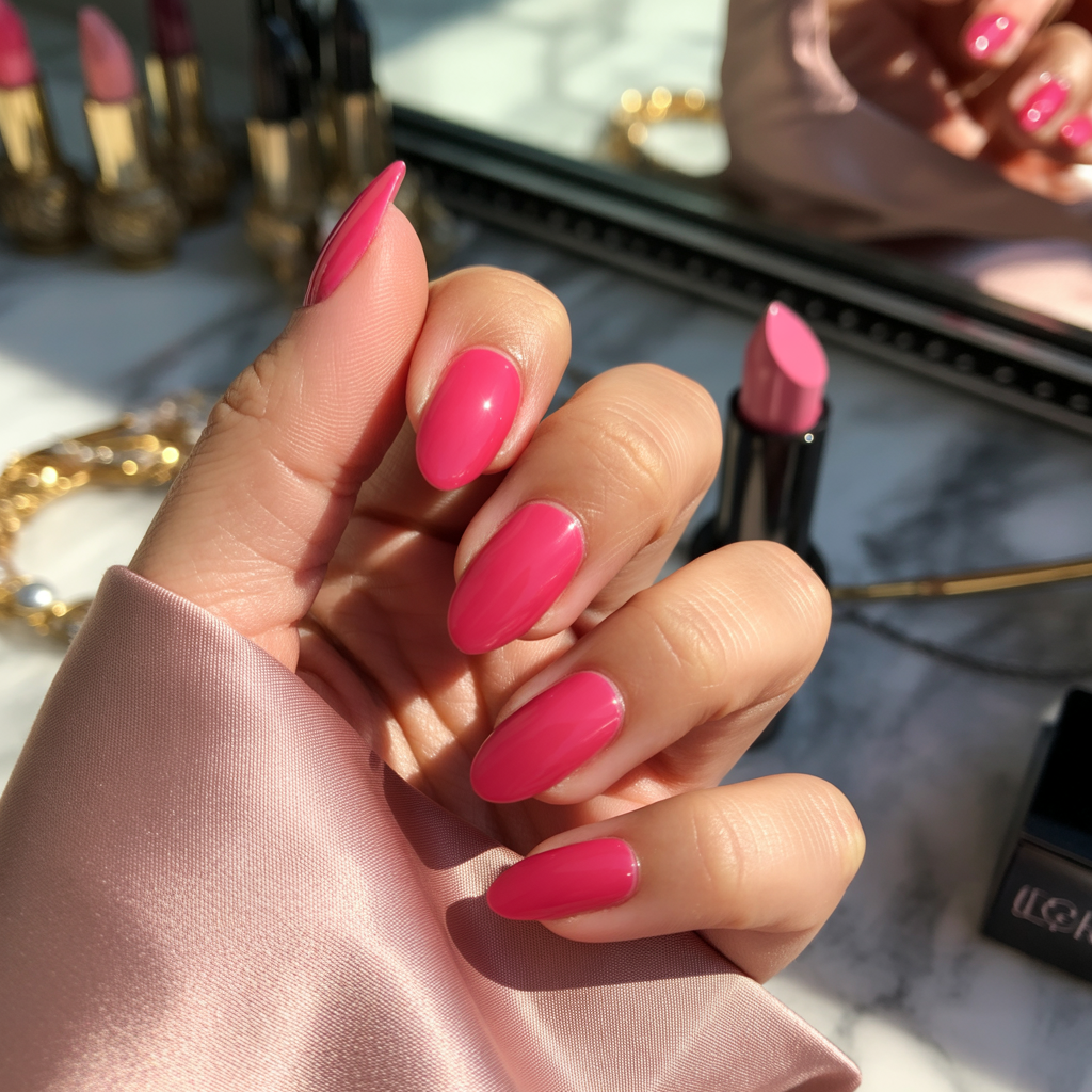 hot pink nails