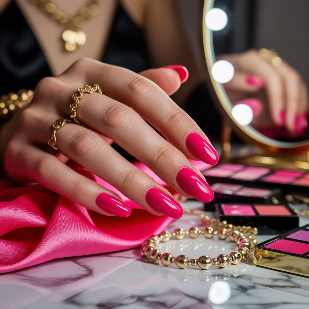 hot pink nails