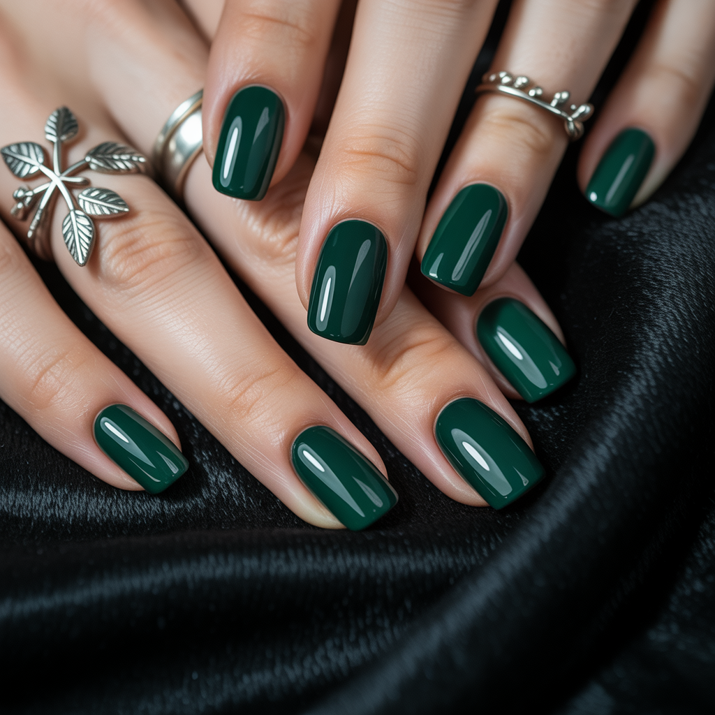 hunter green nails