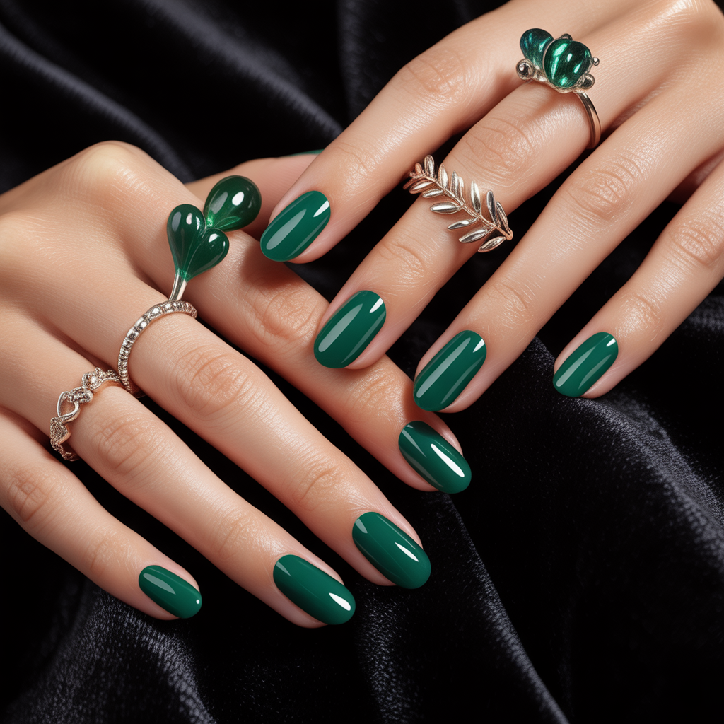 hunter green nails