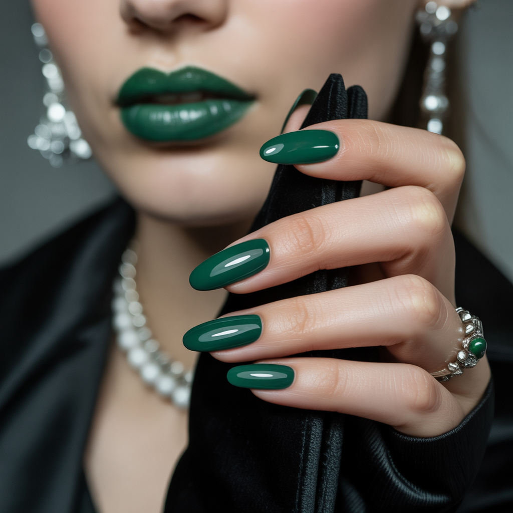 hunter green nails