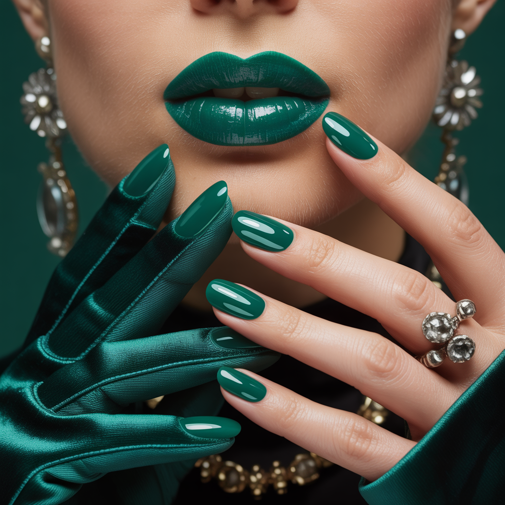 hunter green nails
