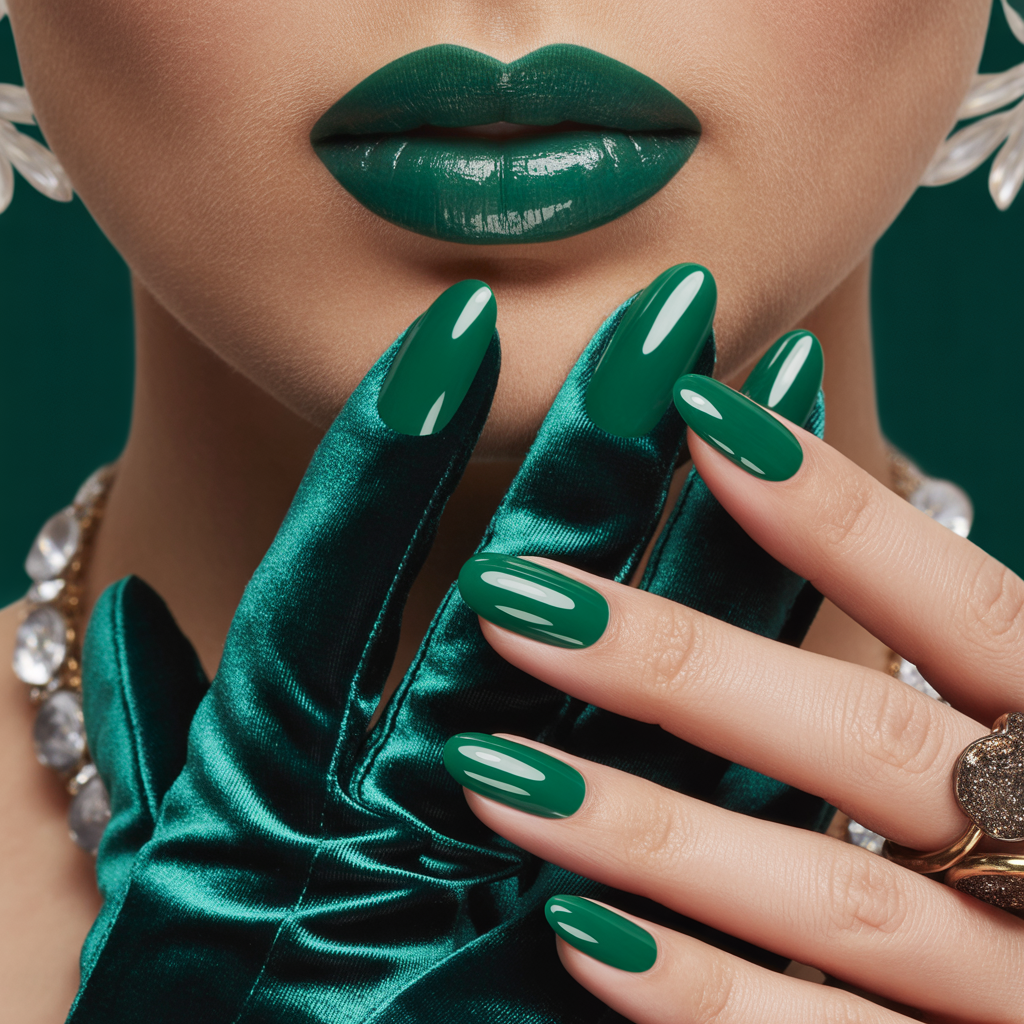 hunter green nails