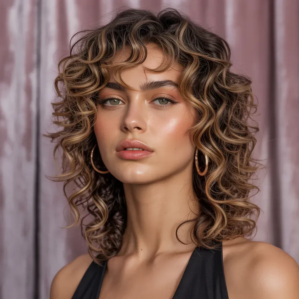 layered curly hair