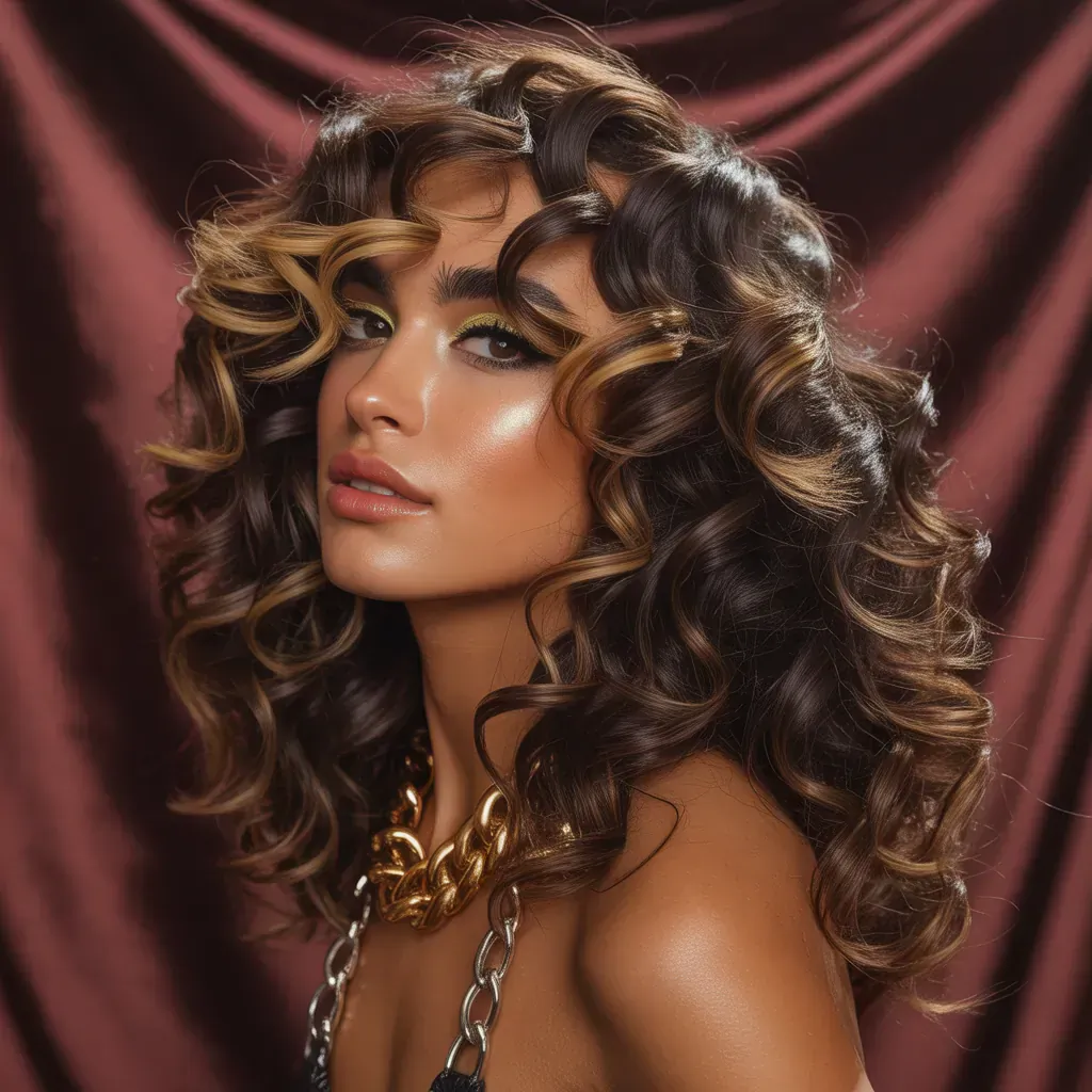 layered curly hair