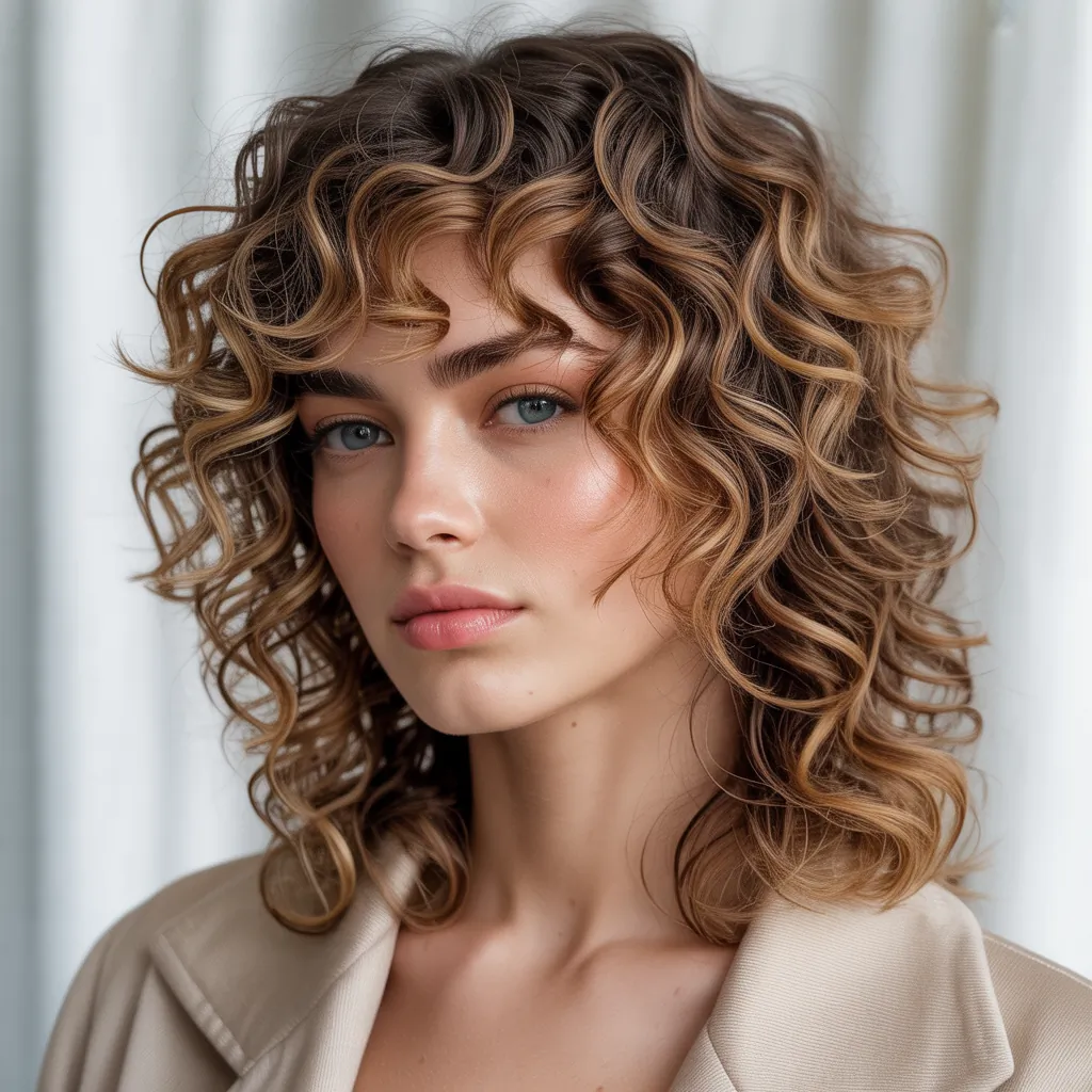 layered curly hair