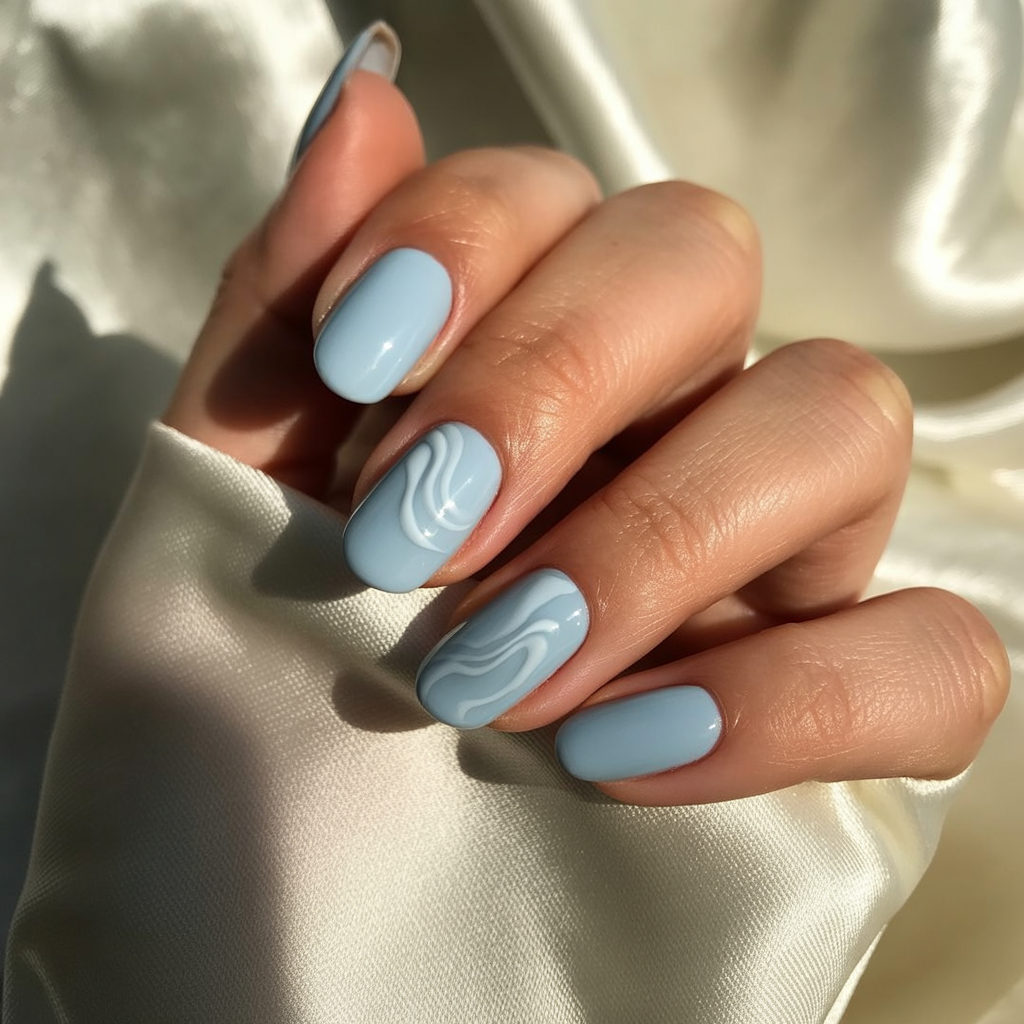 light blue nails