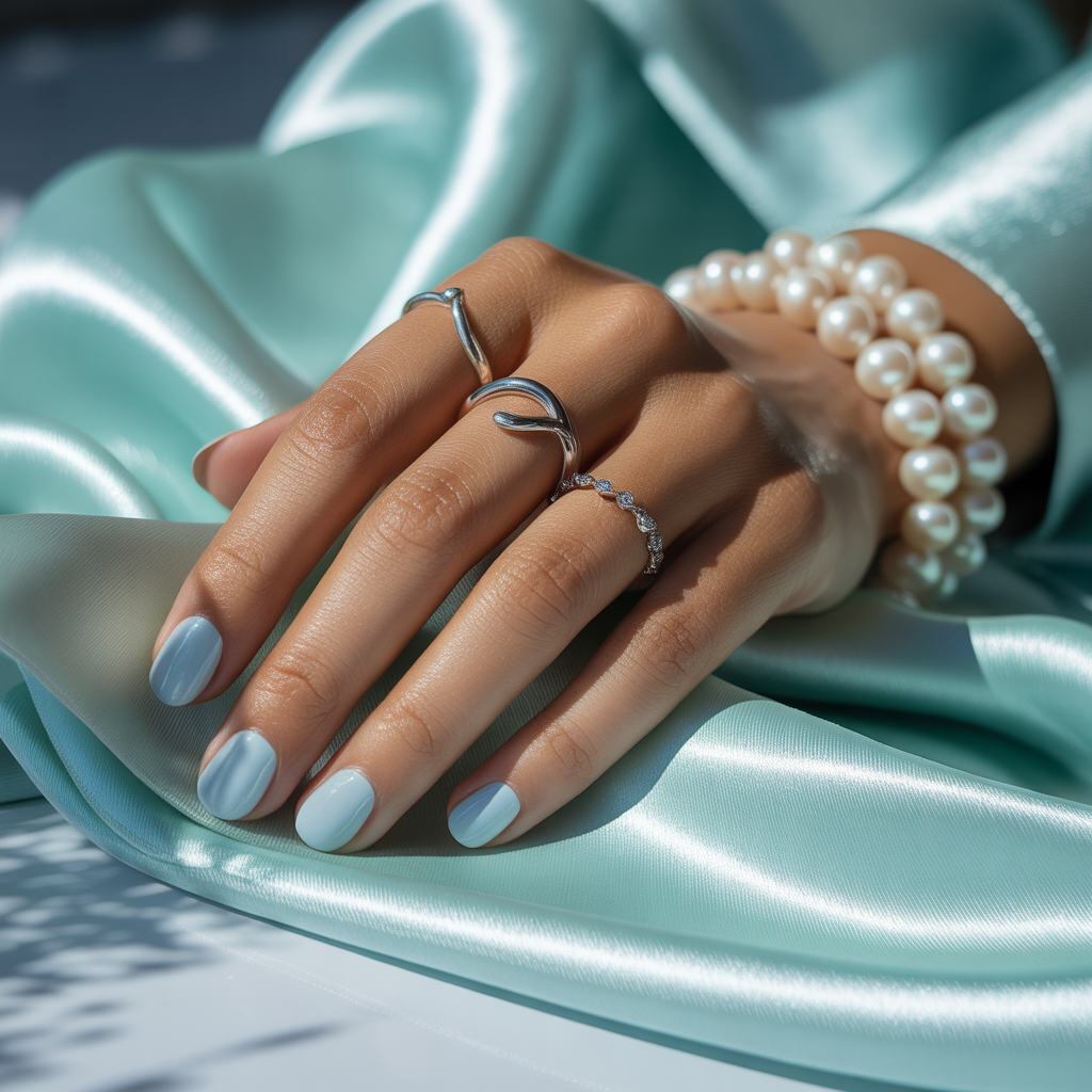 light blue nails