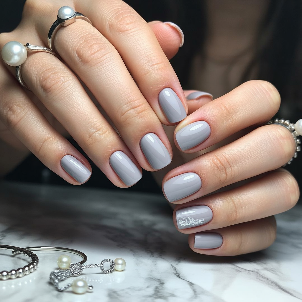 light grey nails