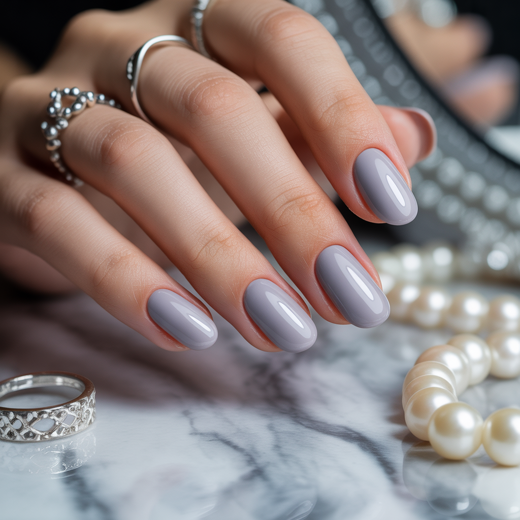 light grey nails