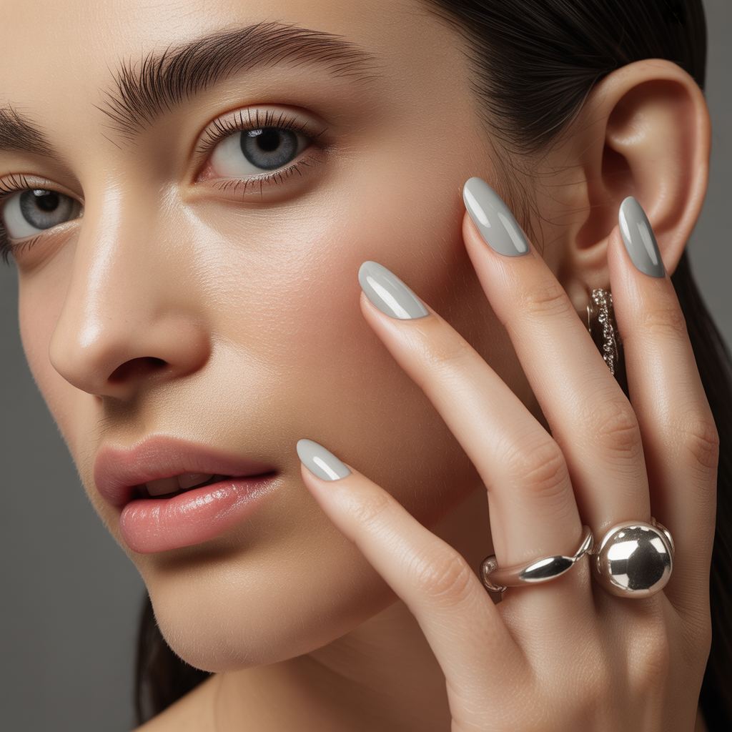 light grey nails