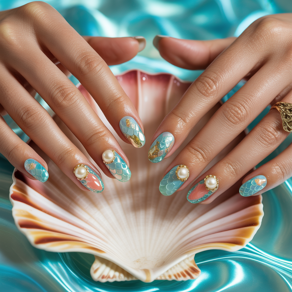 little mermaid nails