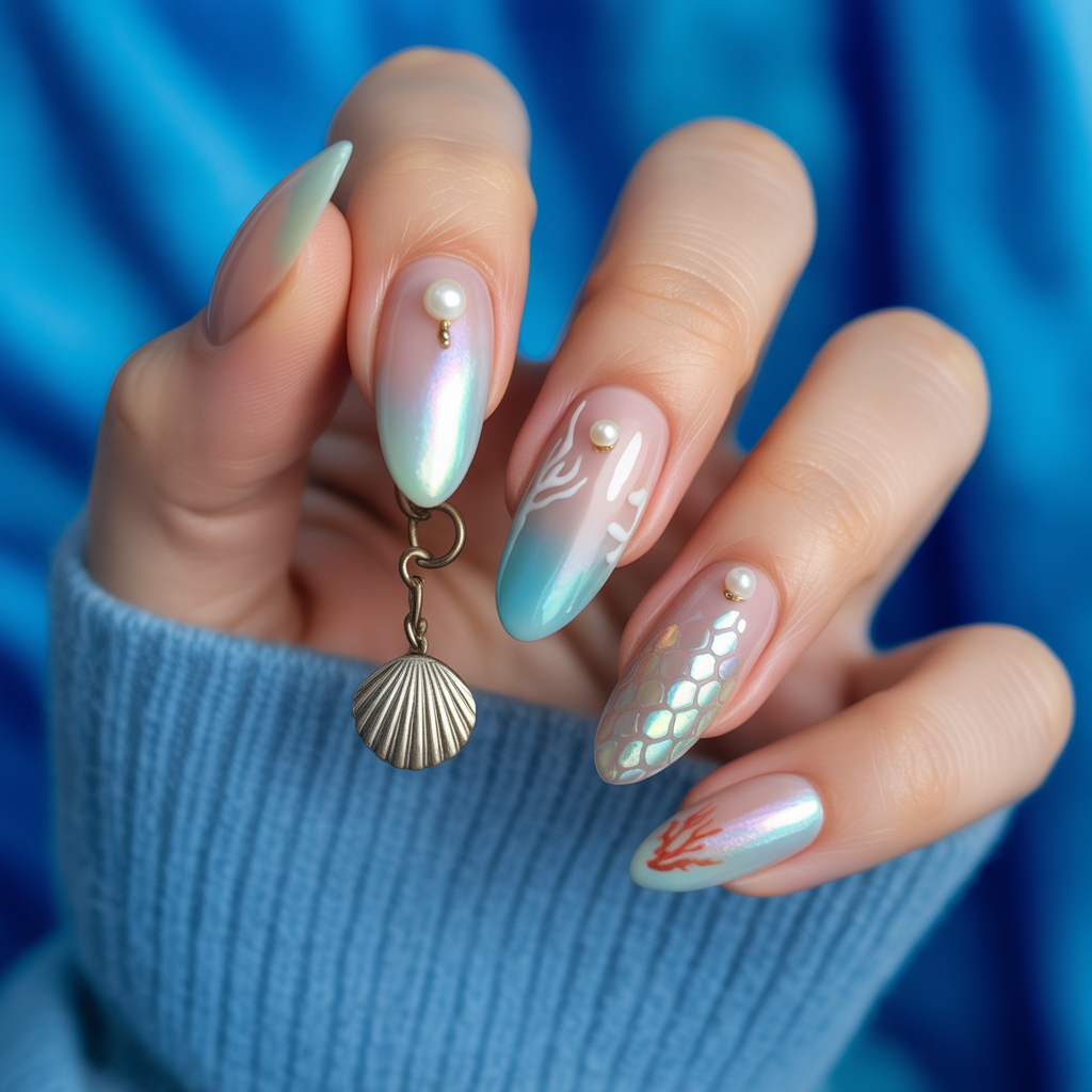 little mermaid nails