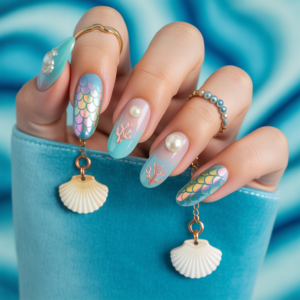 little mermaid nails