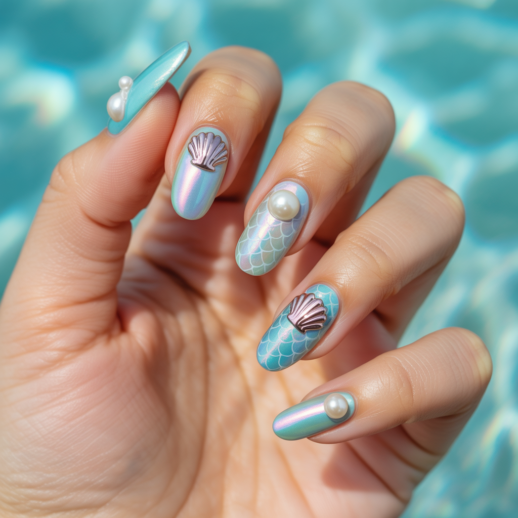 little mermaid nails