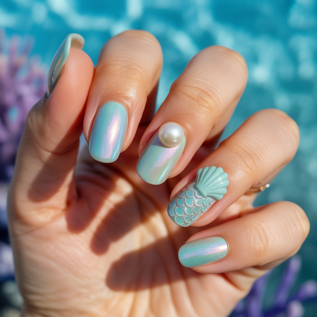 little mermaid nails