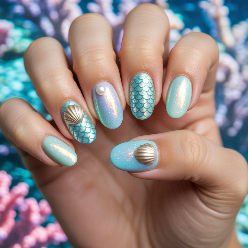 little mermaid nails