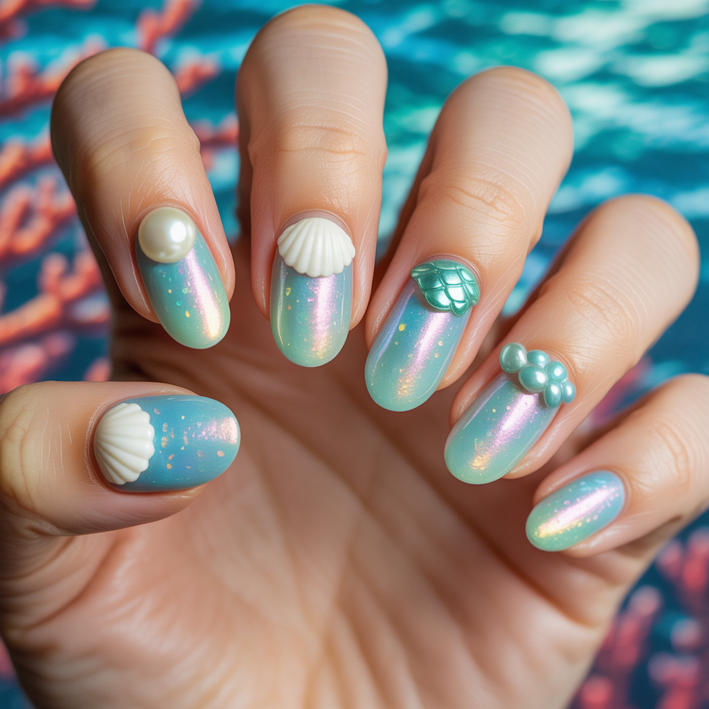 little mermaid nails