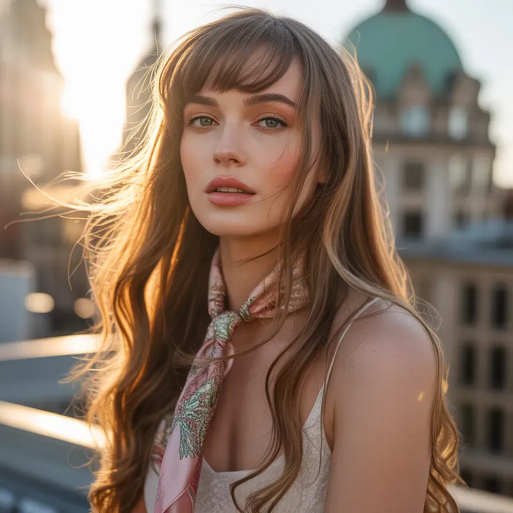 long hair with side bangs