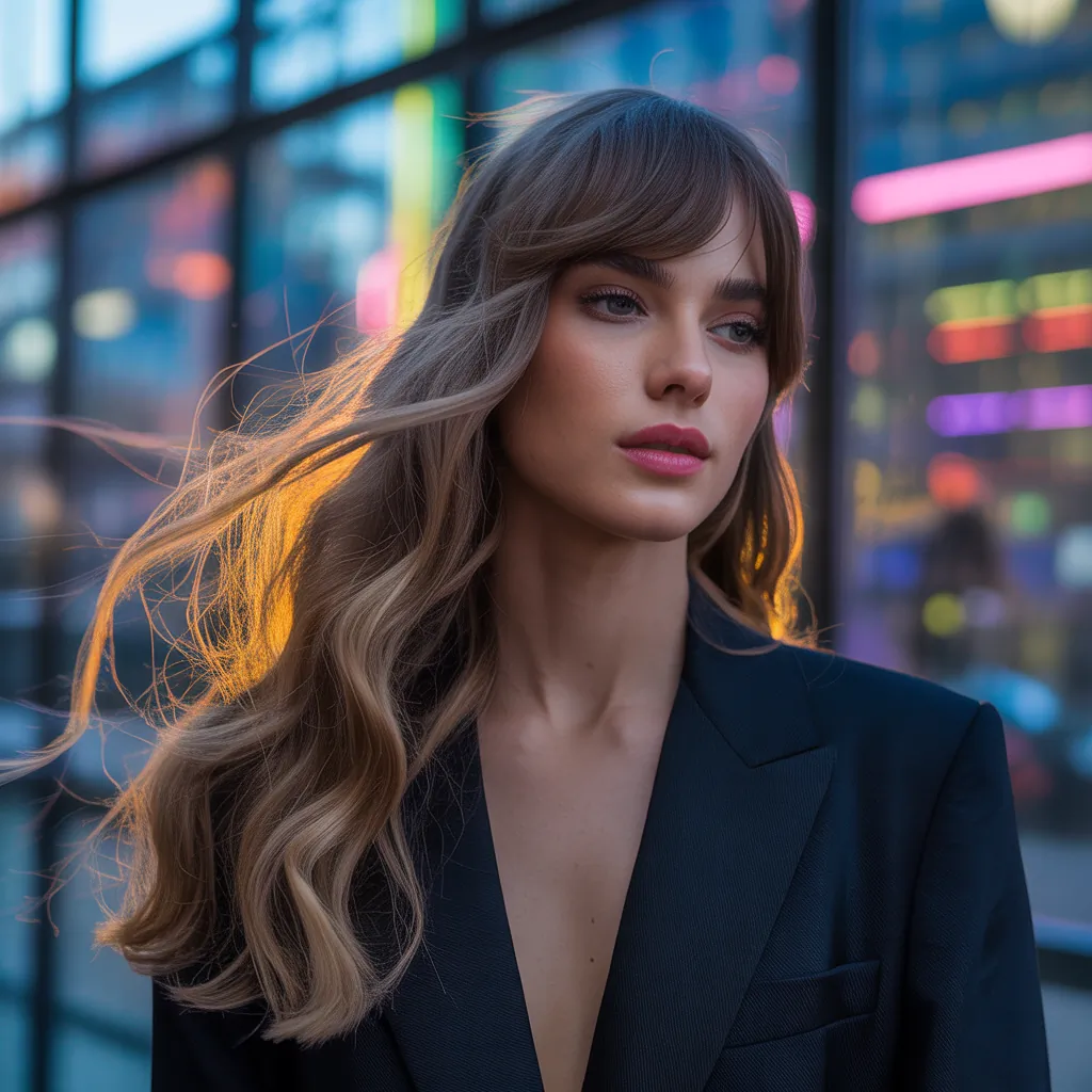 long hair with side bangs