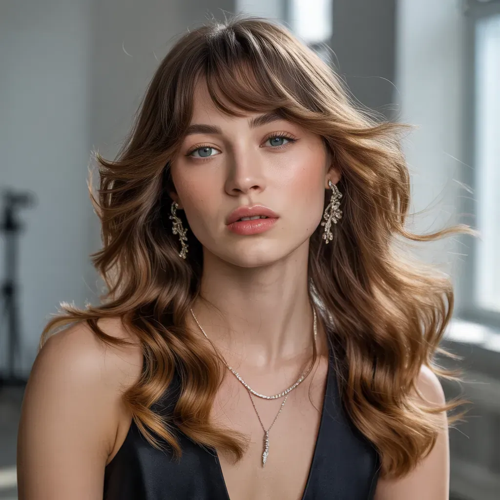 long hair with side bangs