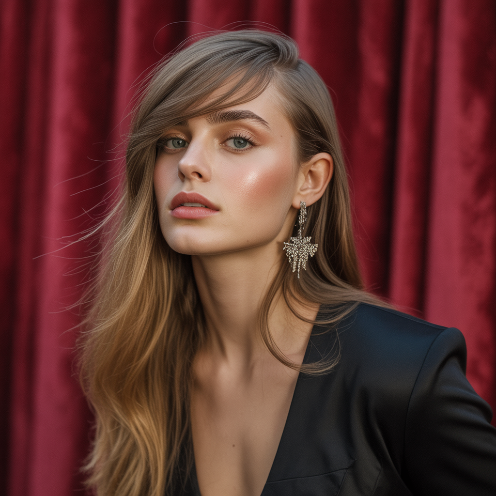 long hair with side bangs