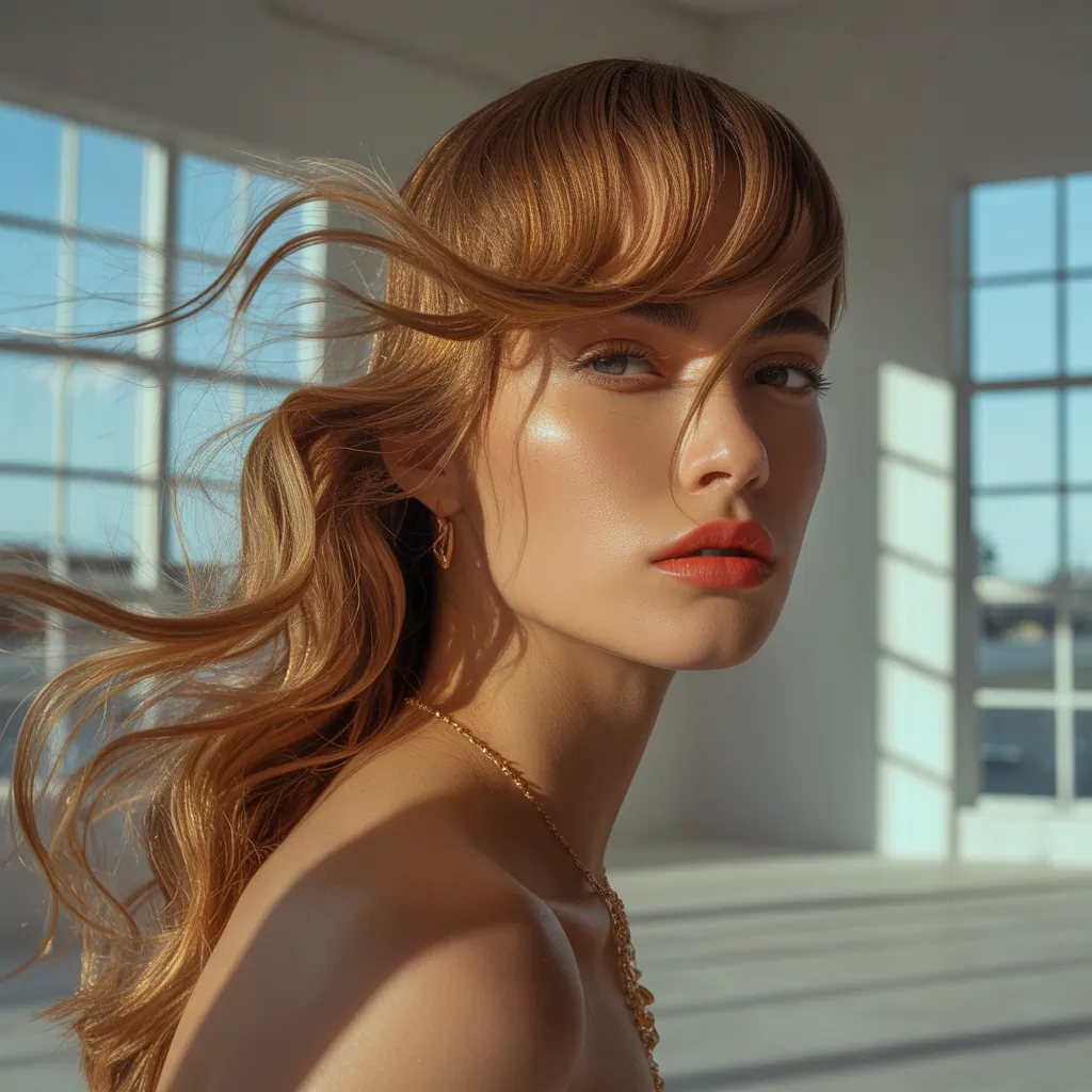 long hair with side bangs