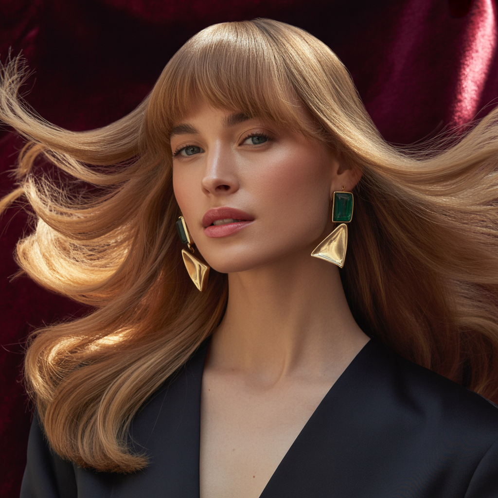 long hair with side bangs