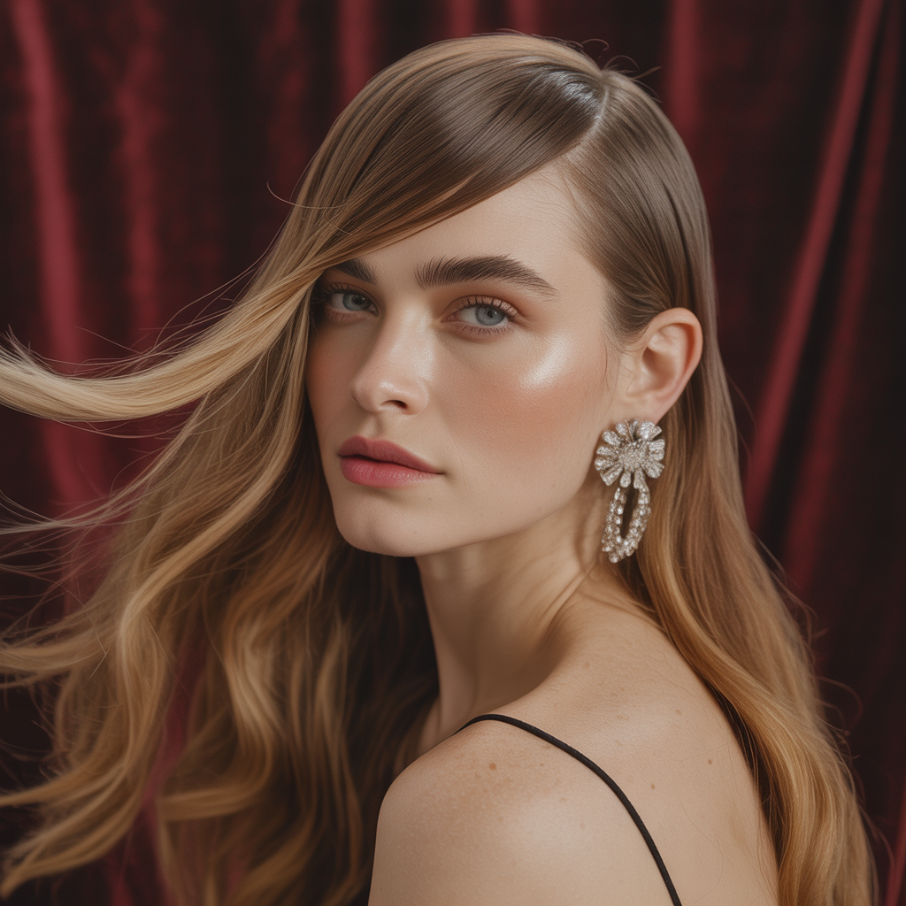 long hair with side bangs