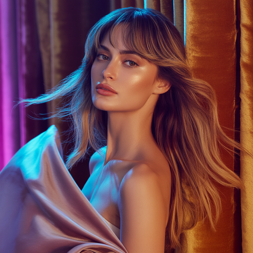 long hair with side bangs