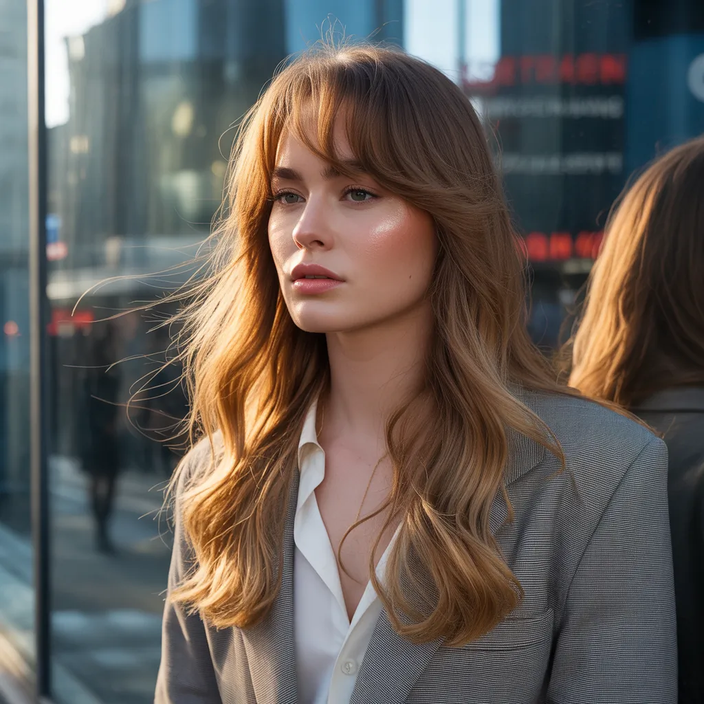 long hair with side bangs